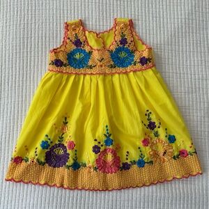 Yellow Floral Embroidered Dress
